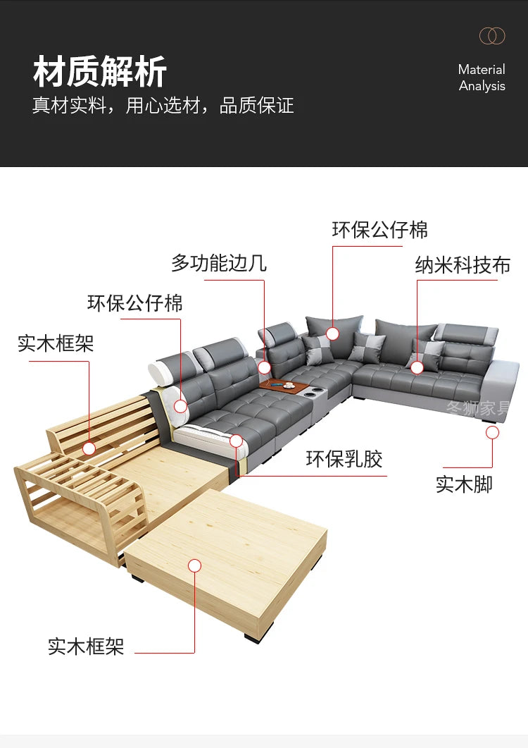 Latex Nano Three-Proof Fabric Sofa Modern Living Room — Slate Grey | KIMLUD