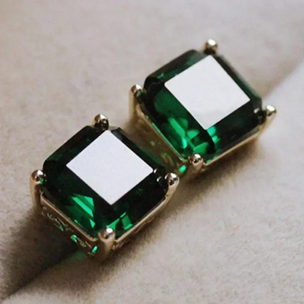 Cubic Zirconia Drop Earrings Water-Drop Inlaid — Emerald | KIMLUD