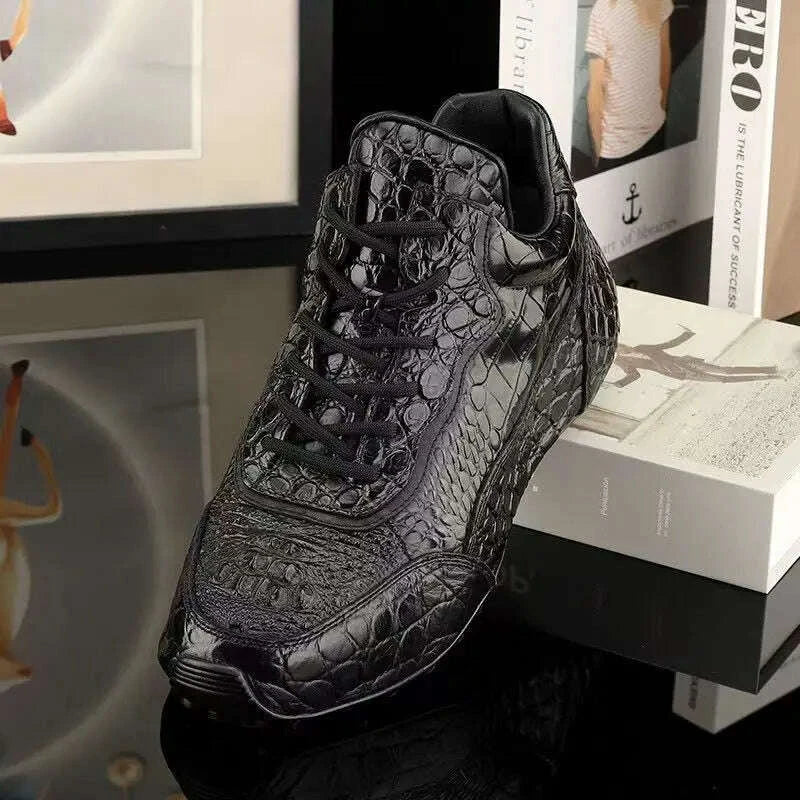 KIMLUD, 2025 new arrival Crocodile skin causal shoes men,male Genuine leather sneakers PDD620, KIMLUD Womens Clothes