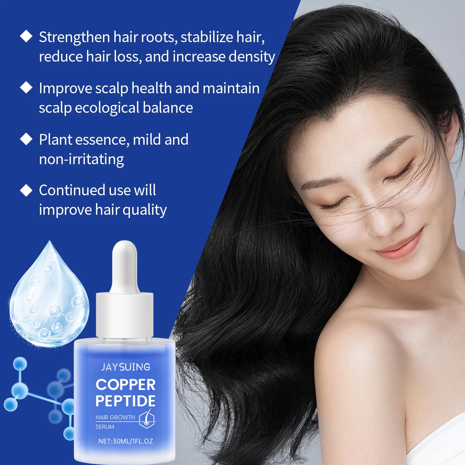 Copper-Peptide Hair Care Set — Shampoo Serum Spray Oil For Scalp Nourishment — Cobalt Blue | KIMLUD