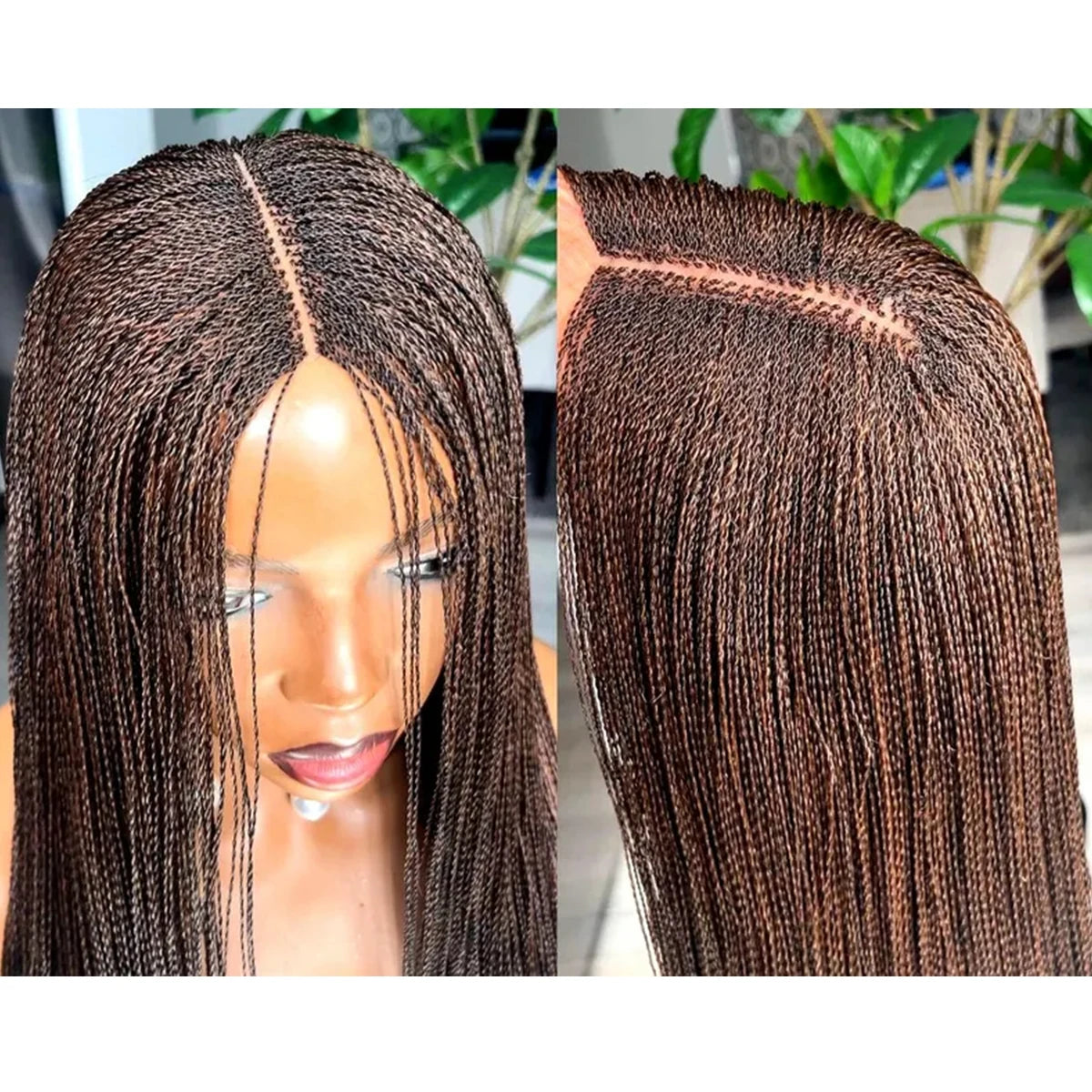 Lace Front Wig – 5x5 HD Closure Glueless – Kanekalon Micro Twist – Chestnut Brown | KIMLUD