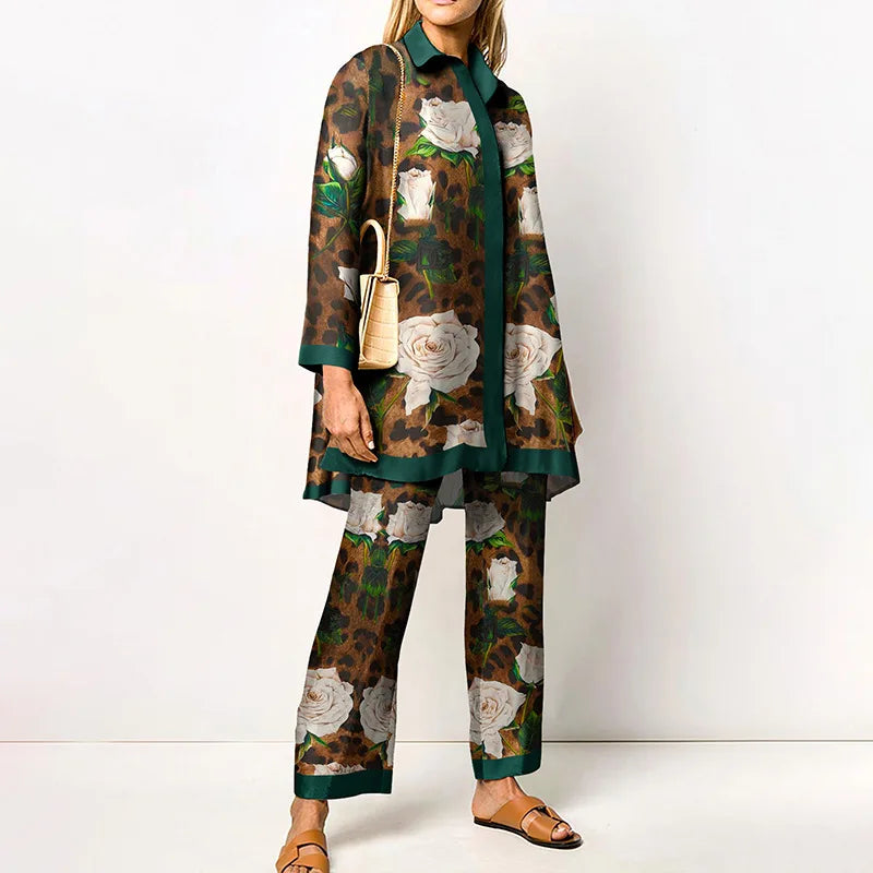 Two Piece Set – Autumn Vintage Printed – Synthetic Fiber – | KIMLUD