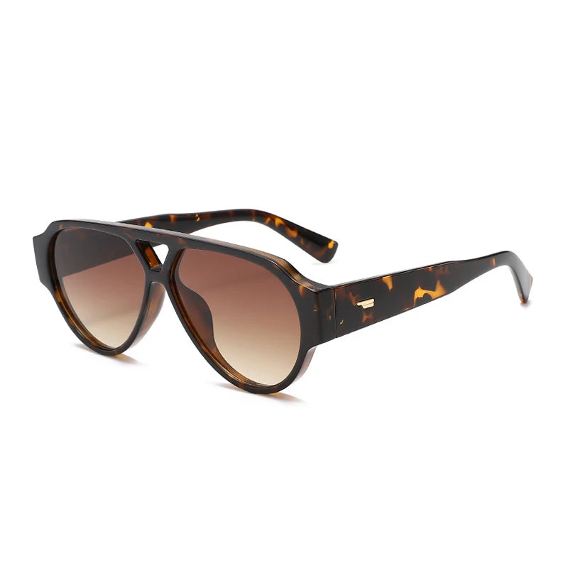Oversized Pilot Sunglasses Double Bridges — Red And Green | KIMLUD