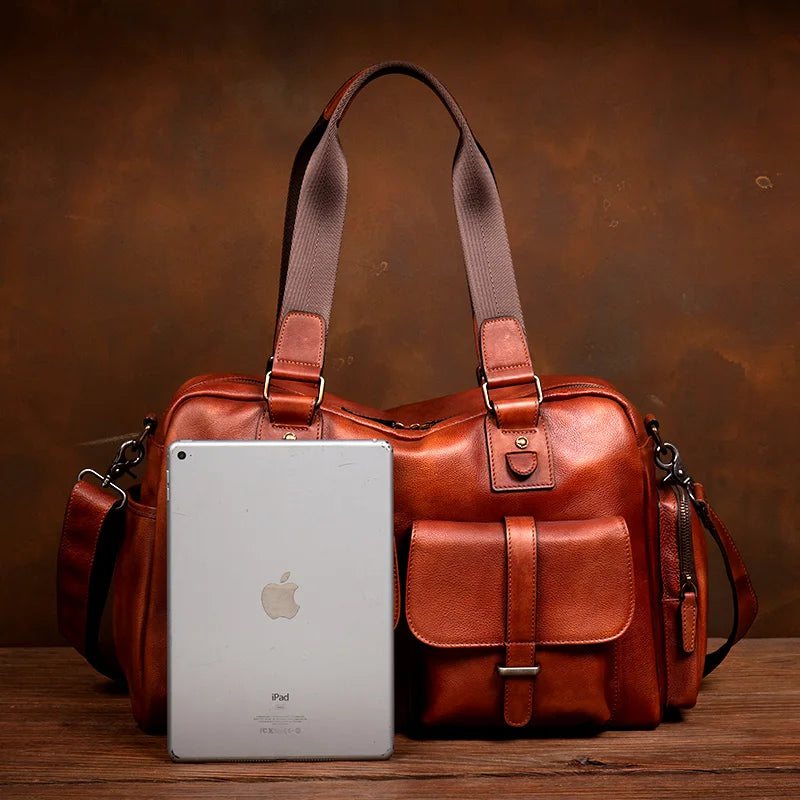 Bags & Handbags Genuine Leather Travel Bag Layered — Black | KIMLUD