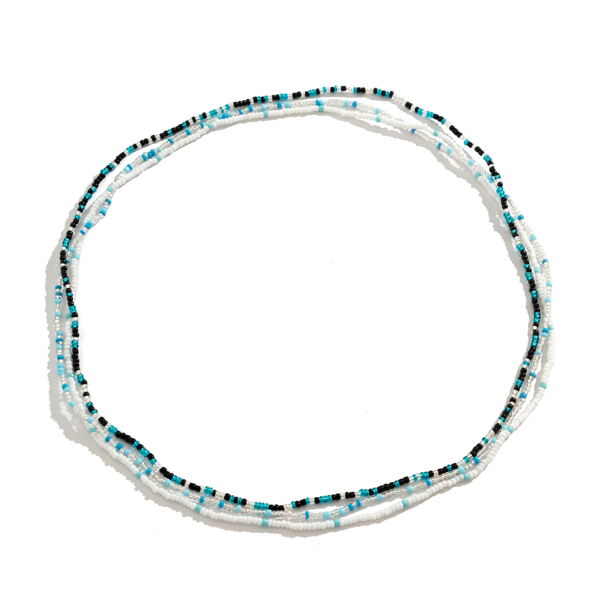 Acrylic Seed Bead Belly Chain With Bohemia Beads Three Piece Layered Design — White | KIMLUD