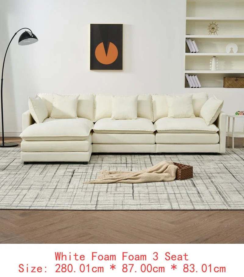 Modular Chenille Cloud Sofa L-Shaped 110-Inch — Orange | KIMLUD