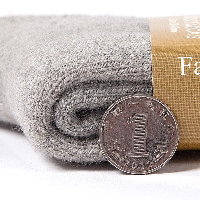 Merino Wool Socks Extra Thick Winter Warm — Black | KIMLUD