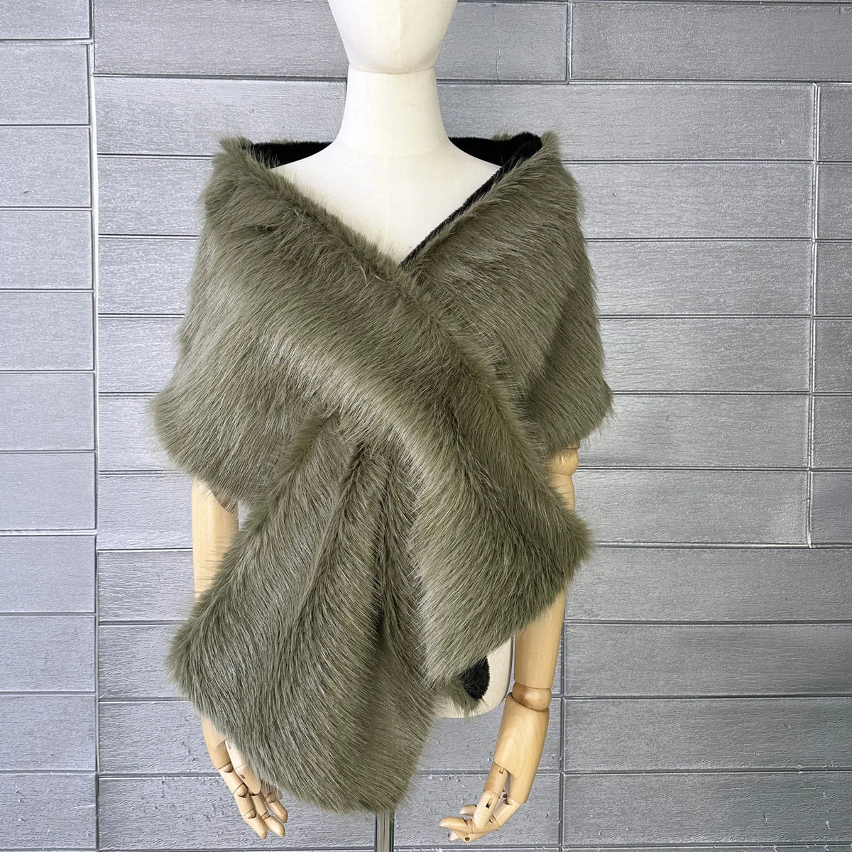 Faux Fur Scarf – Long Keep Warm – Black | KIMLUD