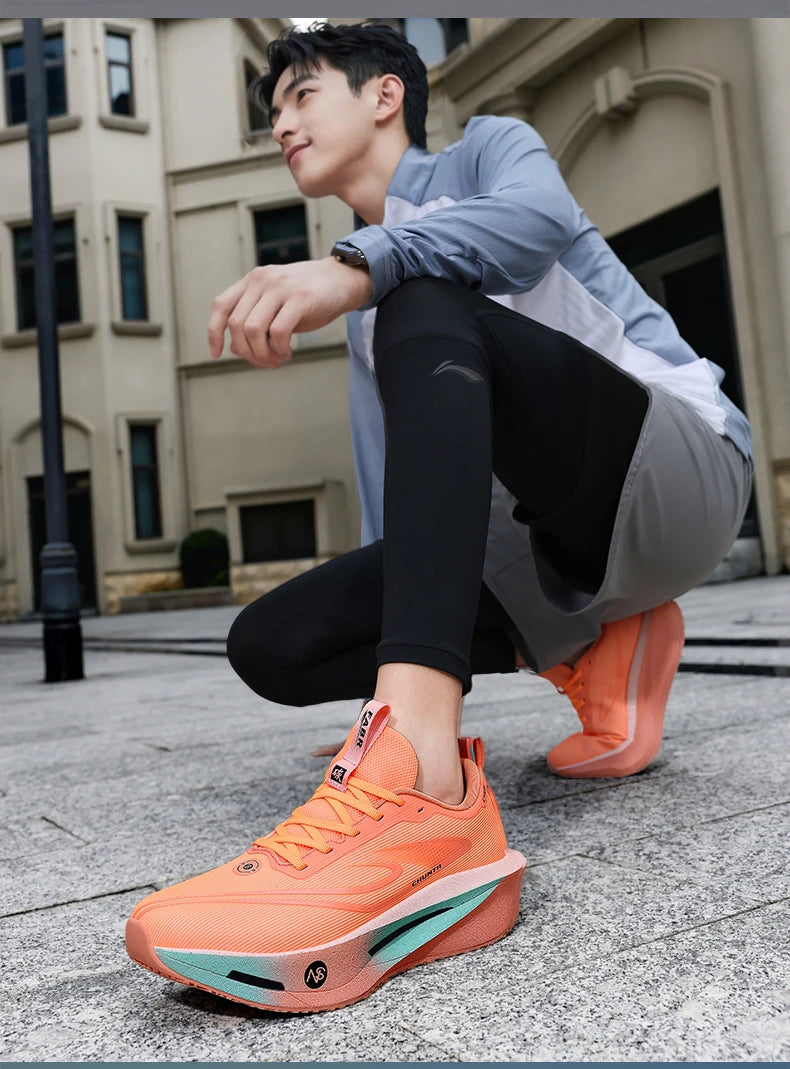 Men Sports Running Shoes Carbon Plate Marathon Breathable Lightweight Women's Comfortable Athletic Nonskid Walking Sneaker
