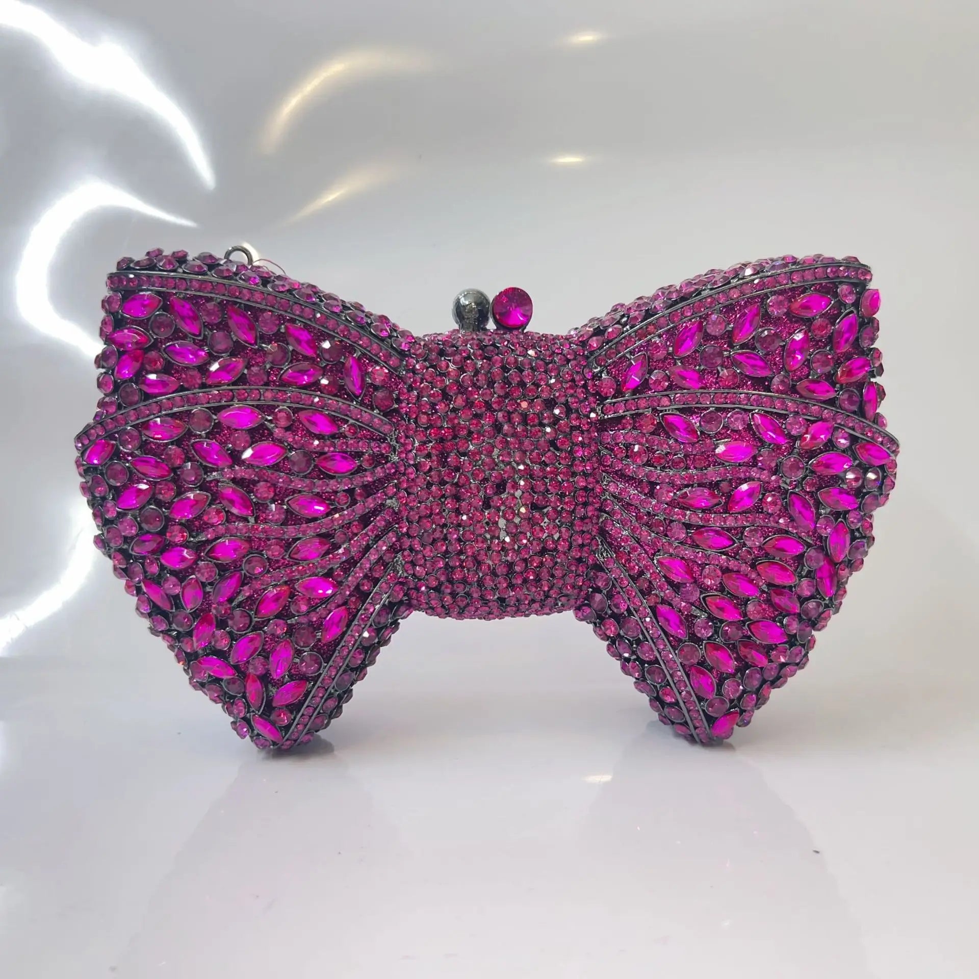 Crystal Rhinestone Bowtie Clutch Evening — Gold | KIMLUD