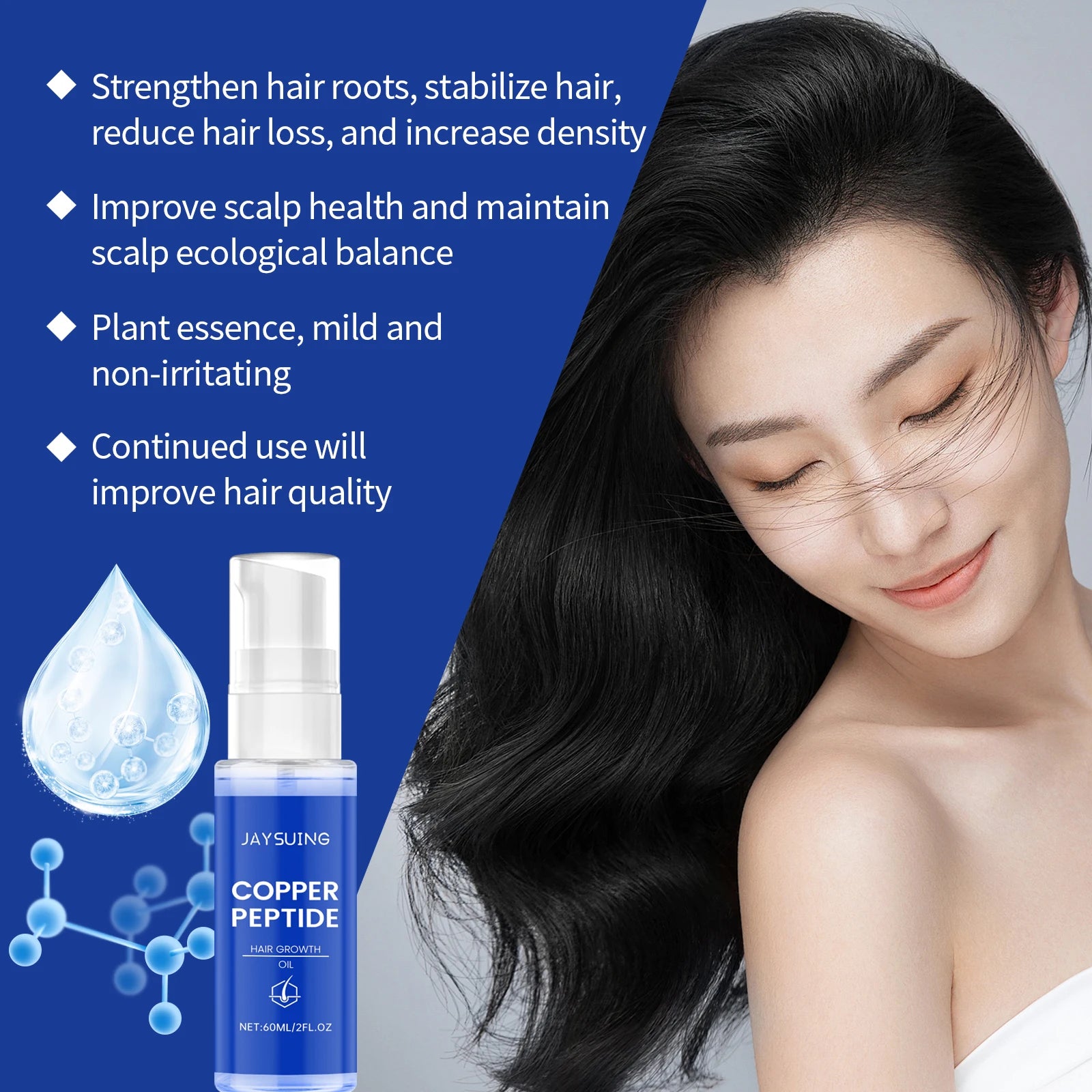 Copper-Peptide Hair Care Set — Shampoo Serum Spray Oil For Scalp Nourishment — Cobalt Blue | KIMLUD