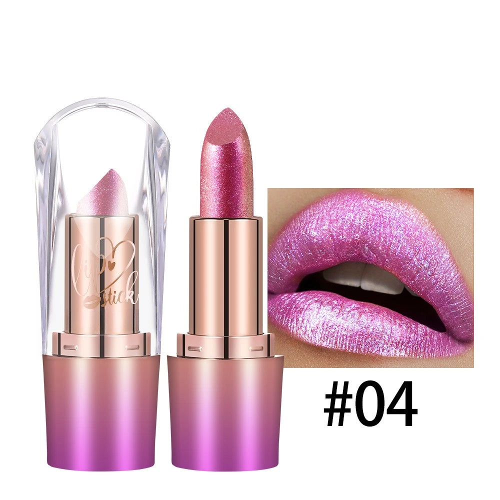 Metallic Lip Gloss Glitter Glaze Waterproof Long-Lasting — Bright Red | KIMLUD
