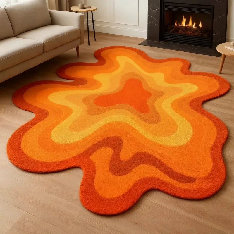 Abstract Plush Rug Irregular Shape — Navy | KIMLUD