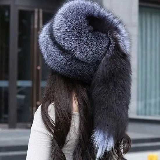 Winter Women Fashion Real Fur Hat Natural Fox Fur Hats Headgear Russian Outdoor Cap Ladies Thicken Warm Fur Caps
