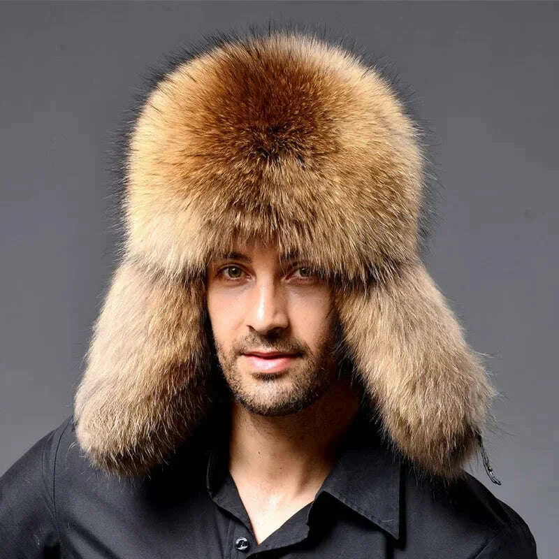 KIMLUD, Winter Hat for Men Thickened Faux Fur Ushanka with Ear Protection Russian Bomber Cap Outdoor Warm Beanie, KIMLUD Womens Clothes