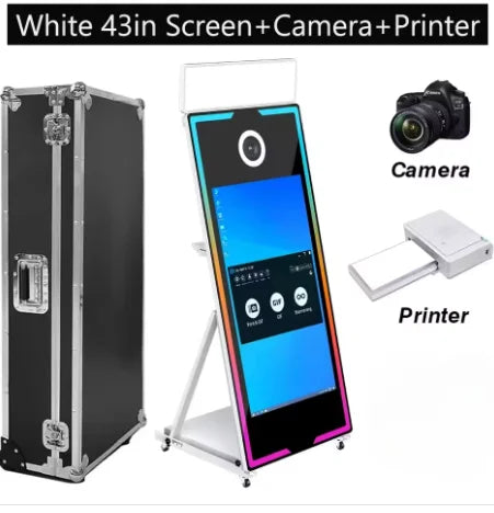 Crystal-Silver Mirror Photo Booth With Printer And Camera — Silver | KIMLUD