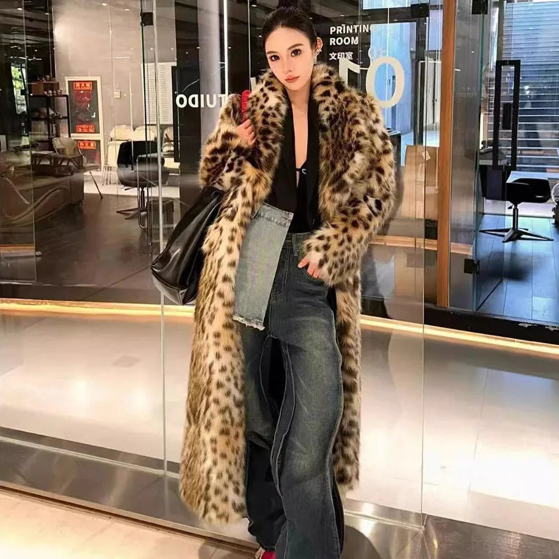 Faux Fur Coat – Leopard Print Long – Faux Fur – Leopard Print | KIMLUD