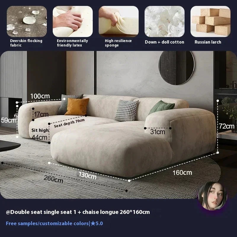Modern Fabric Sofa Bed Foam Cushions — Beige | KIMLUD