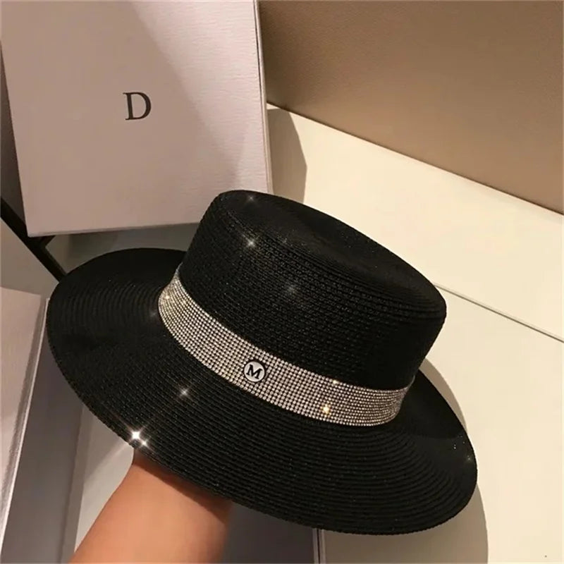 Ribbon Boater Straw Hat Sun Protection — Natural | KIMLUD