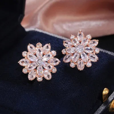 Sterling Silver Cubic Zirconia Needle Stud Earrings — Silver Gold | KIMLUD