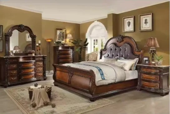 Royal French Italian Elegant Luxury Bedroom Furniture European Style King Size Beds Carved Solid Wood Bedroom Sets High Quality