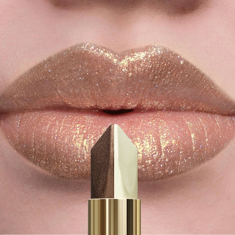 Glitter Two-Tone Lipstick Matte — Rose Mauve | KIMLUD