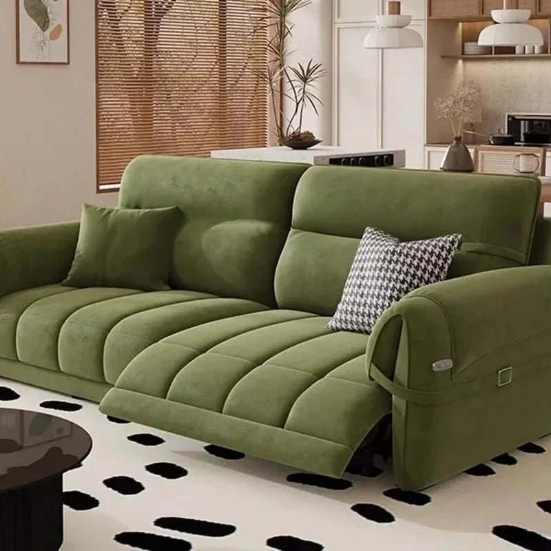 Nordic Modern Sofa Extendable Floor Recliner — Green | KIMLUD