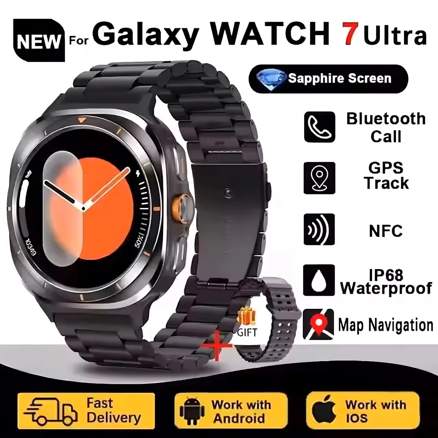 32GB DT Watch 7 Ultra Memory GPS NFC Local Music Bluetooth Call Compass Bluetooth Smart Watch For Android For Men Women 2025 NEW