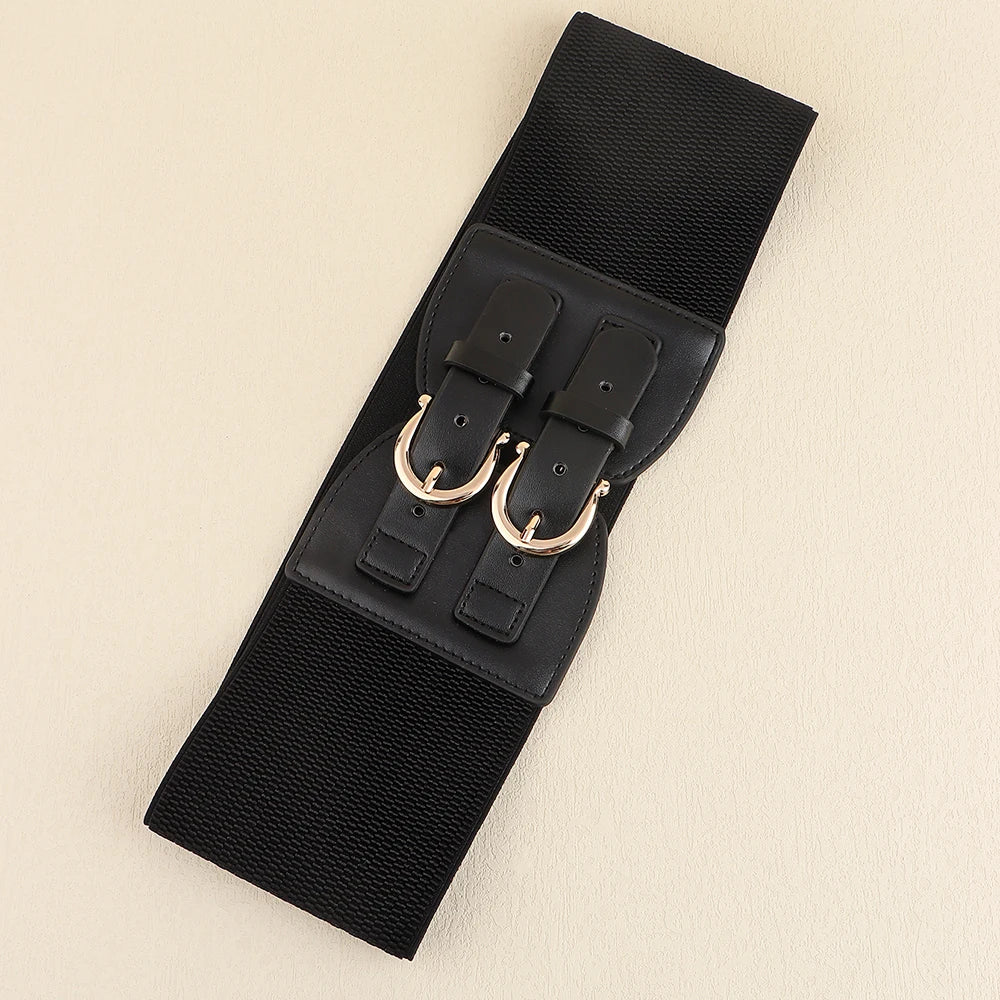 High sense retro pin buckle waist seal elastic elastic wide belt ladies fashion accessories