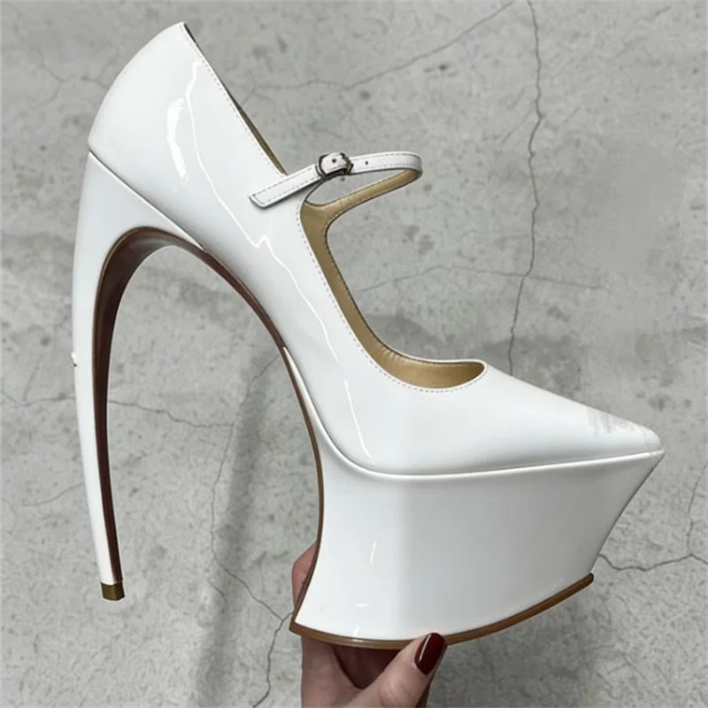 Butterfly-Knot Ankle Strap Pumps Platform — Black | KIMLUD