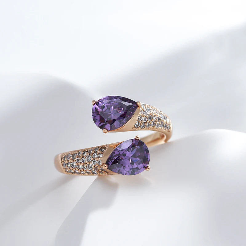 Open Ring – Cubic Zirconia – Copper – Purple | KIMLUD