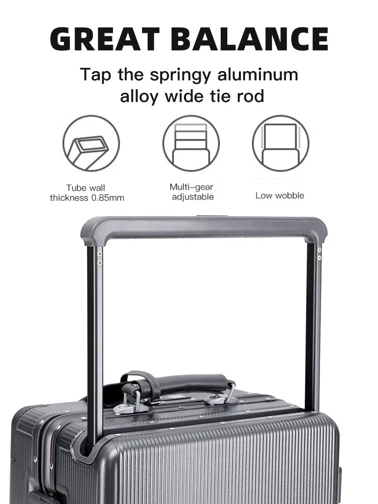 Polycarbonate Wide Luggage Front-Opening Boarding Box — Silver | KIMLUD