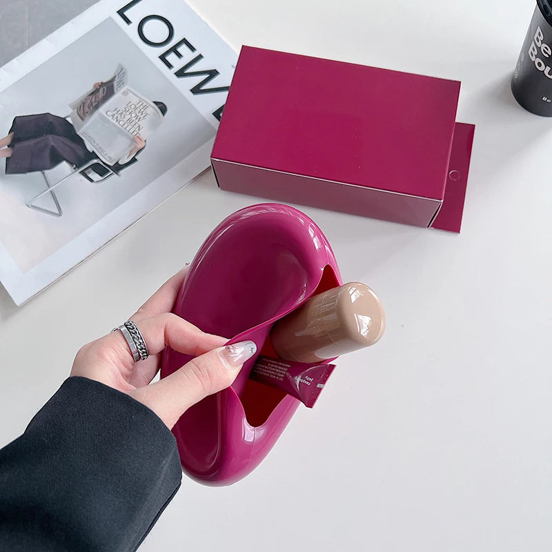 Original Luxury Woman Cosmetic Mirror Lipstick Blush Lip Gloss Portable Soft Silicone Storage Bag Toast Ribbon Gifts Cover
