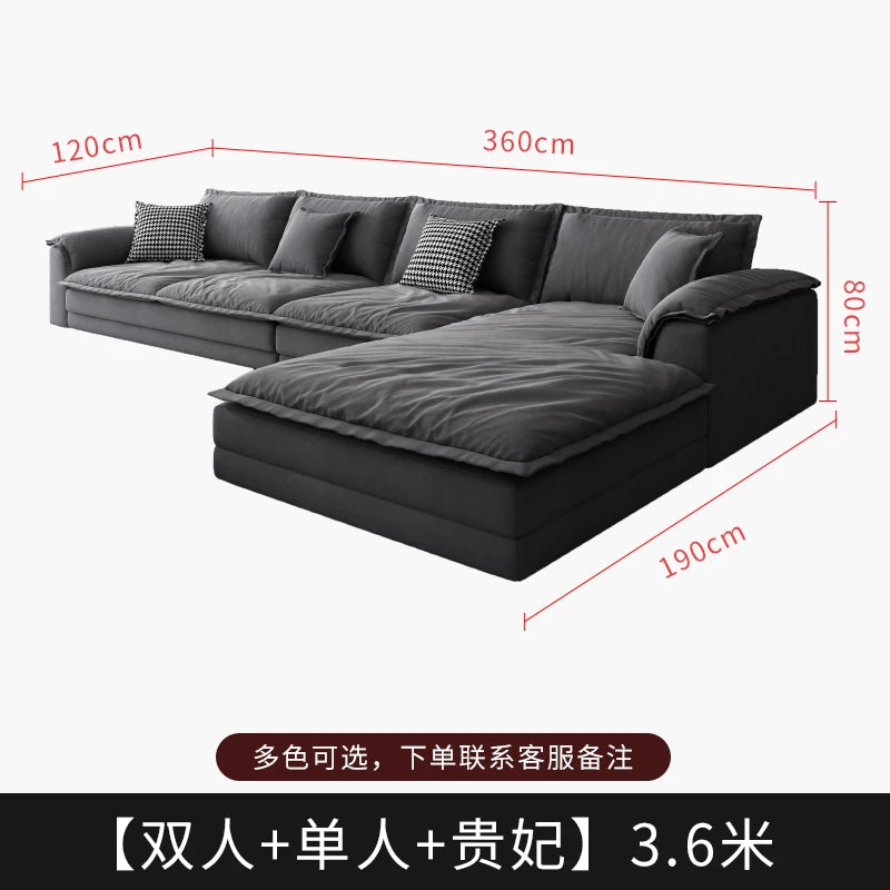Nordic Minimalist L-Shaped Sectional Sofa Cloud Cushions — Charcoal Gray | KIMLUD