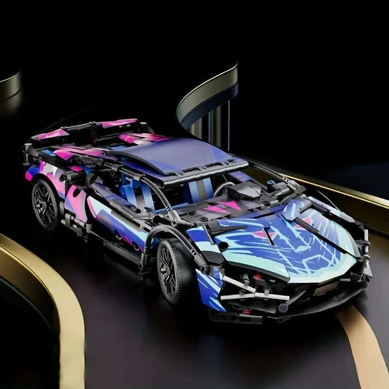 1690-colorful-cyber-sports-car-building-block-set-fashionable-design-eye-catching-door-titledifficulty-diy-car-model-displaykimlud-womens-fashion-34620453