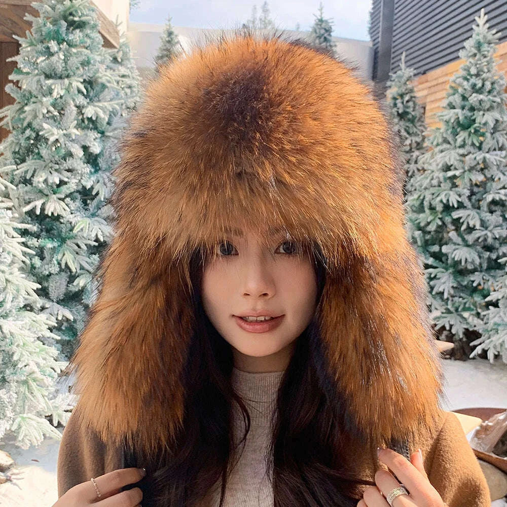 natural-raccoon-fur-caps-russian-hat-unisex-trapper-fur-cap-aviator-trooper-winter-thickened-and-warm-flaps-ski-hat-bomber-hatskimlud-womens-fashion-34622481