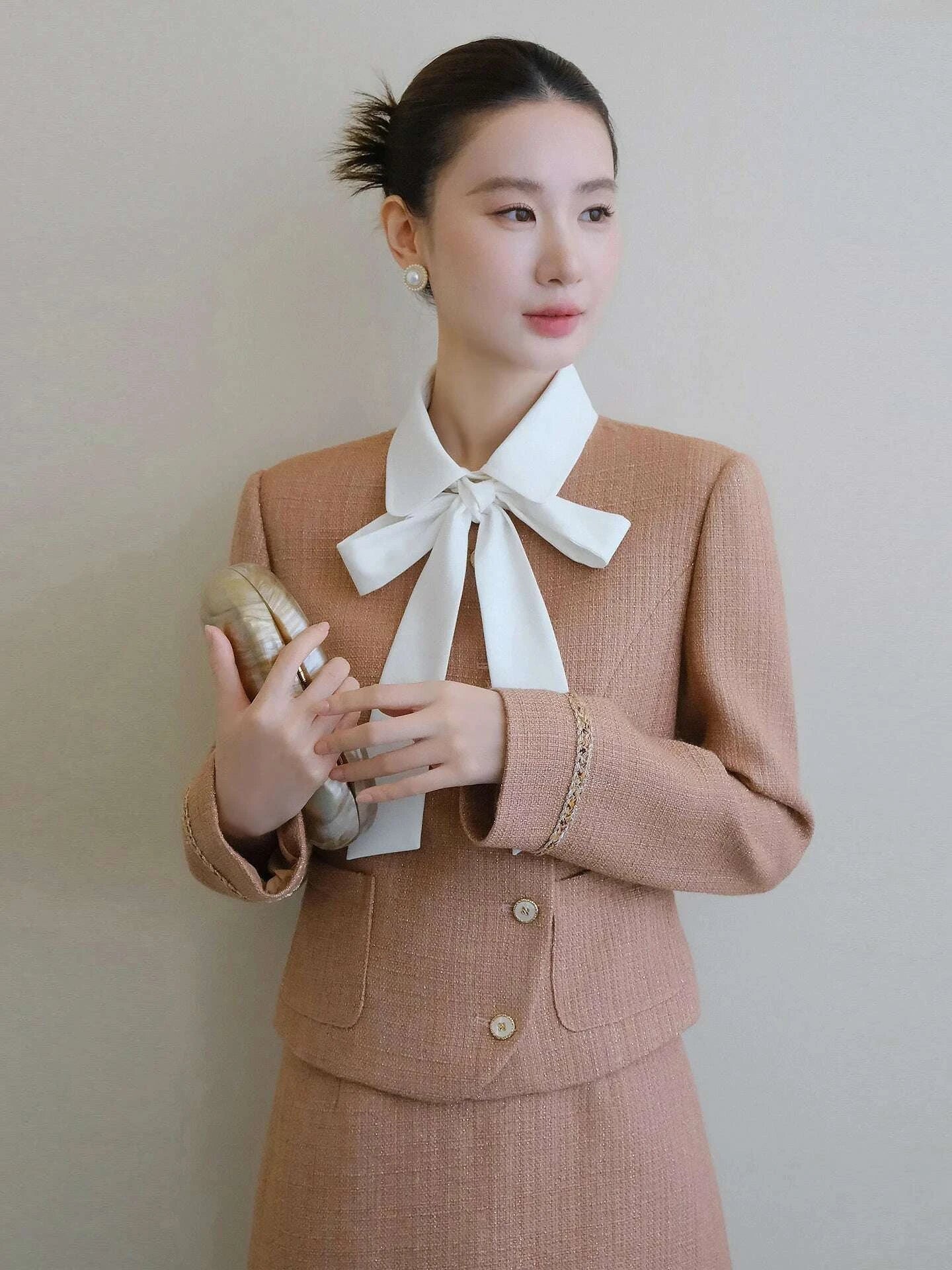 KIMLUD, XXNING Luxury Faion Set Women's Autumn Winter ort Coat Skirt Two-Piece Suit Ele Lady Sle Knot Design, KIMLUD Womens Clothes