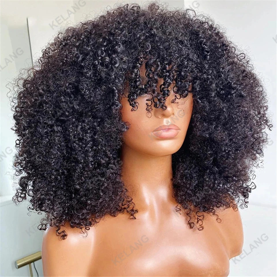 Wig – Afro Kinky Curly – Human Hair – Ombré Brown to Honey Blonde | KIMLUD