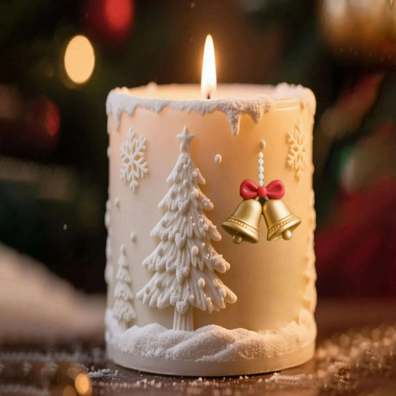 KIMLUD, 3D Relief Cylinder Christmas Snowflake Elk Silicone Candle Mold Christmas Tree Santa Aroma Plaster Mold Candle Making Supplies, KIMLUD Womens Clothes