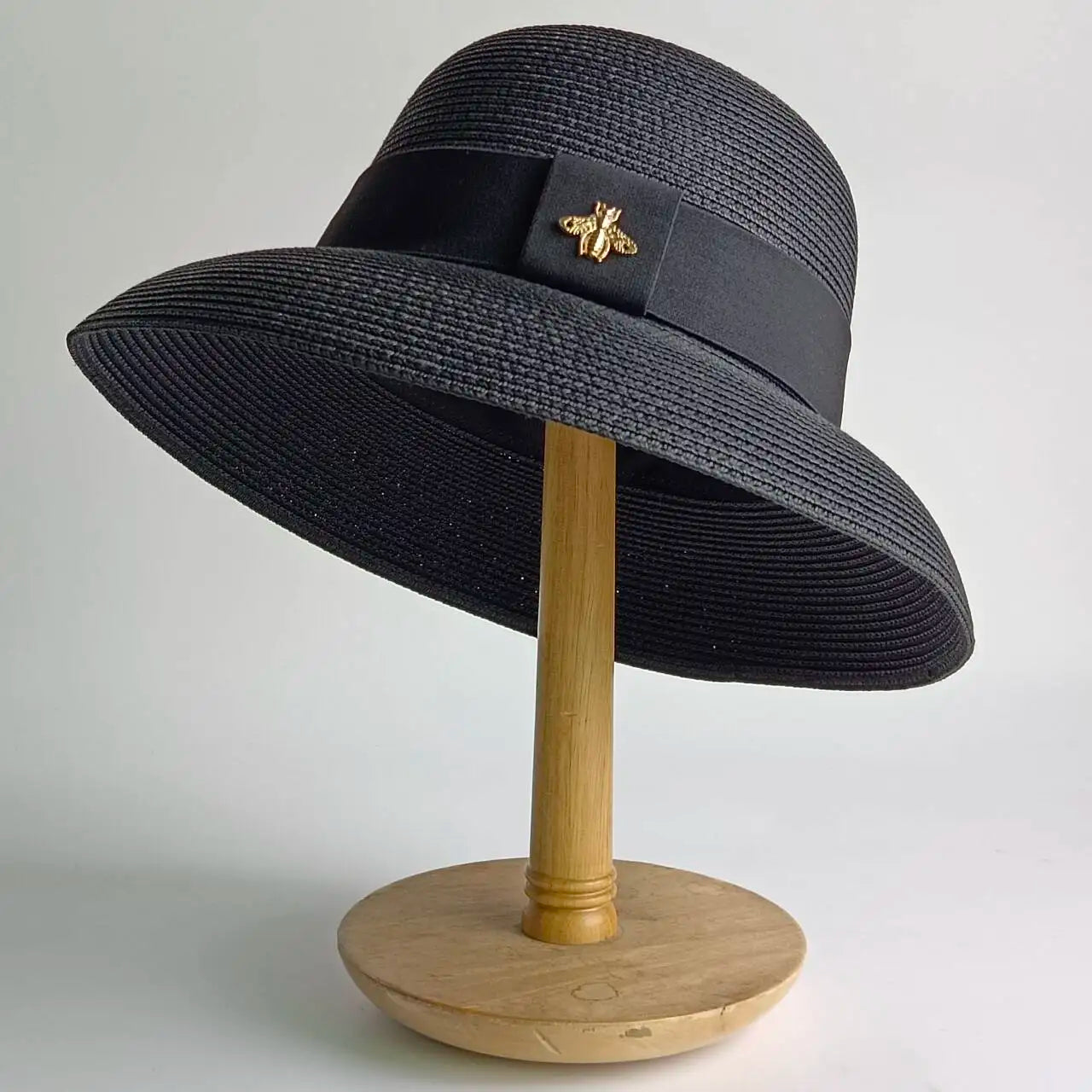 Straw Hepburn Style Solid Sun Hat — Natural | KIMLUD