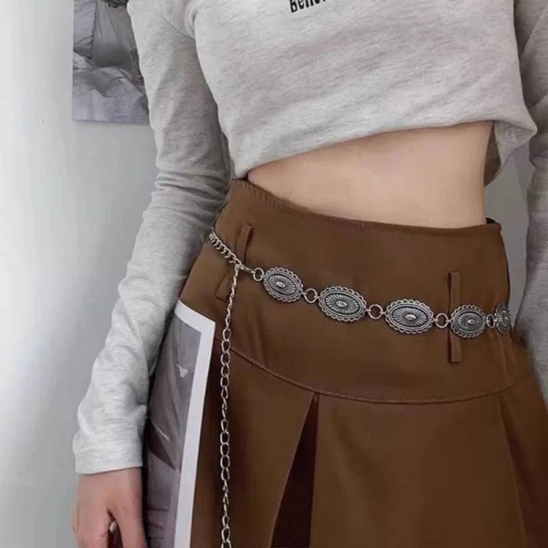 Ethnic Style Waist Chain Accessories Bohemia Versatile Belt Women's Dress High-end Waistband Retro Metal Star Sun Belly Chain