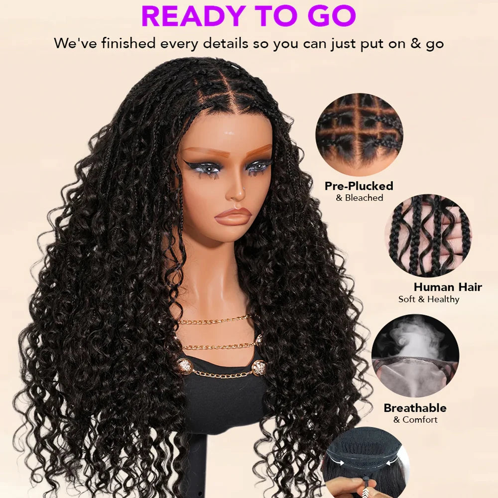Lace Front Wig – Knotless Braids – Remy Hair – Transparent | KIMLUD