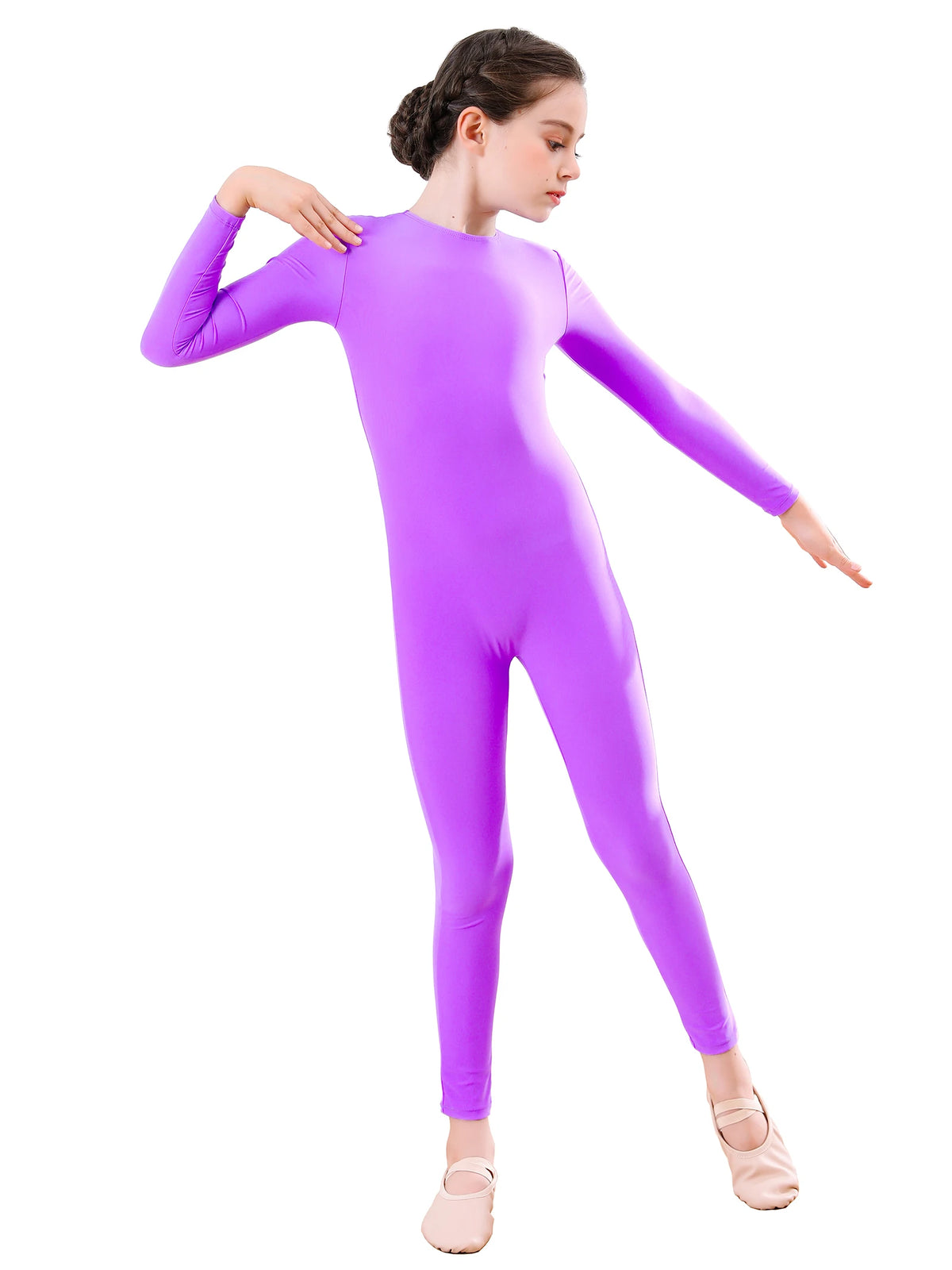 Kids Unitard – Long Sleeve – Nylon Spandex – Black | KIMLUD