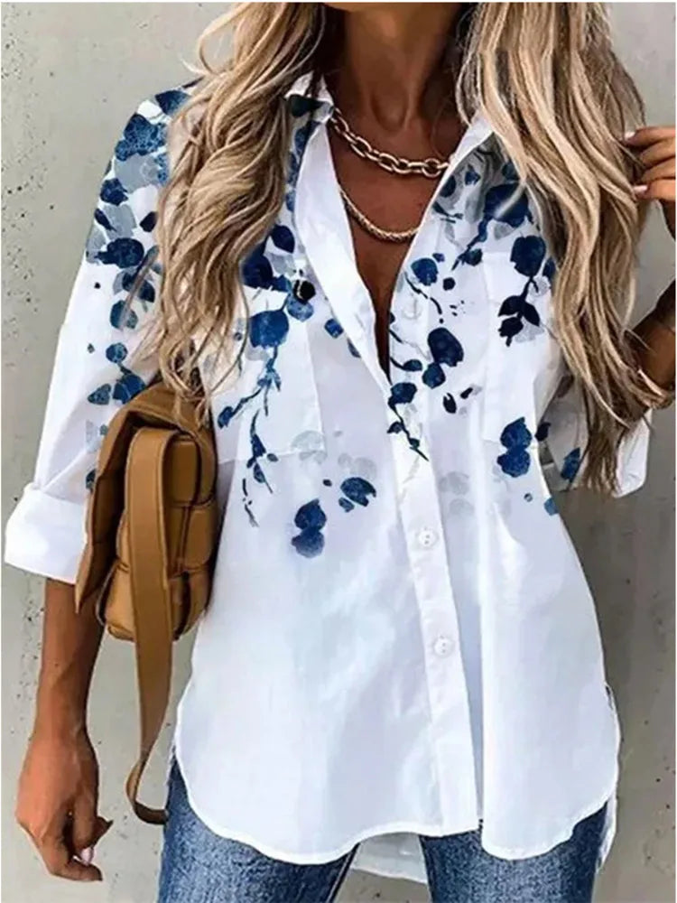 Blouse – Floral Print – Slim Silhouette | KIMLUD