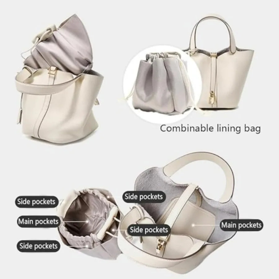 Bucket Bag – Lock Design Shoulder Handbag – Cloth | KIMLUD