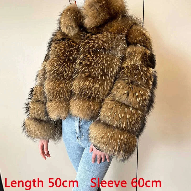 KIMLUD, MAOMAOKONG Super Hot Winter Women Luxury Thick Real Raccoon Fur Coat Natural Fox Fur Jacket Plus Size Furry Jackets Female Vest, KIMLUD Womens Clothes