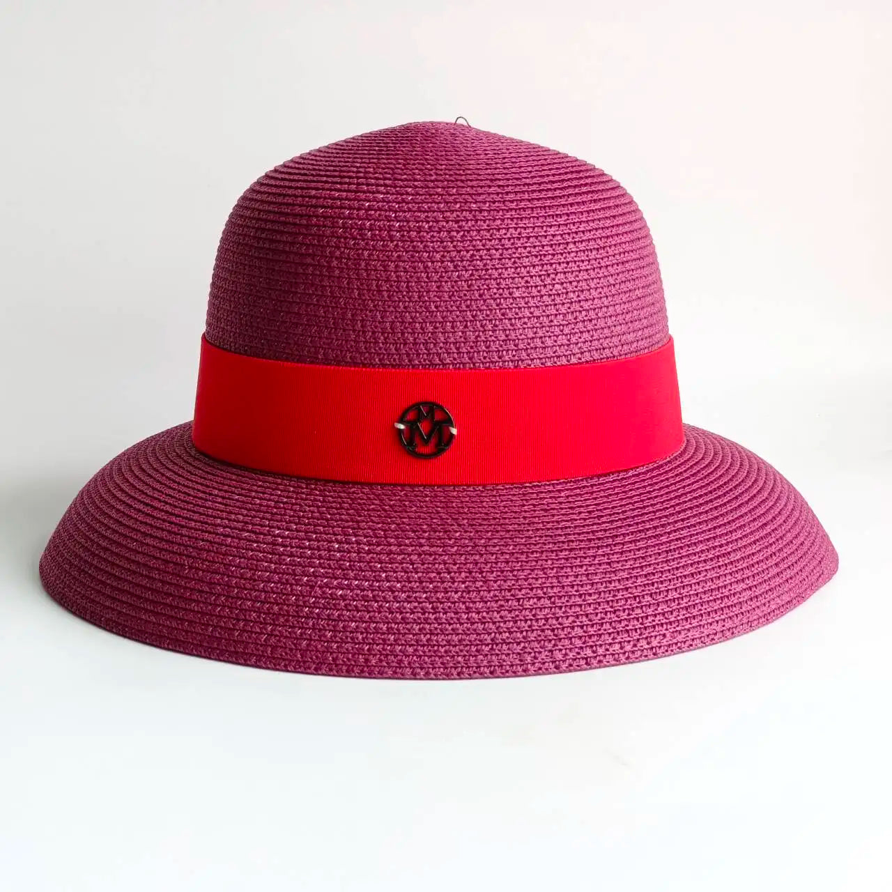Straw summer hat Red French elegant ladies seaside travel sun hat Hepburn style wide brim hat summer hat
