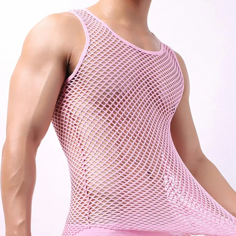 Men's See-Through Vest Undershirt – Polyester Oxford Fabric | KIMLUD