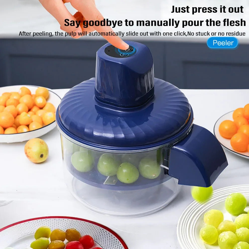 New Automatic Electric Grape Peeler Machine Hands-Free Skin Remover for Berries Fruits, USB Fruit Prep Tool, Effortless Peeling