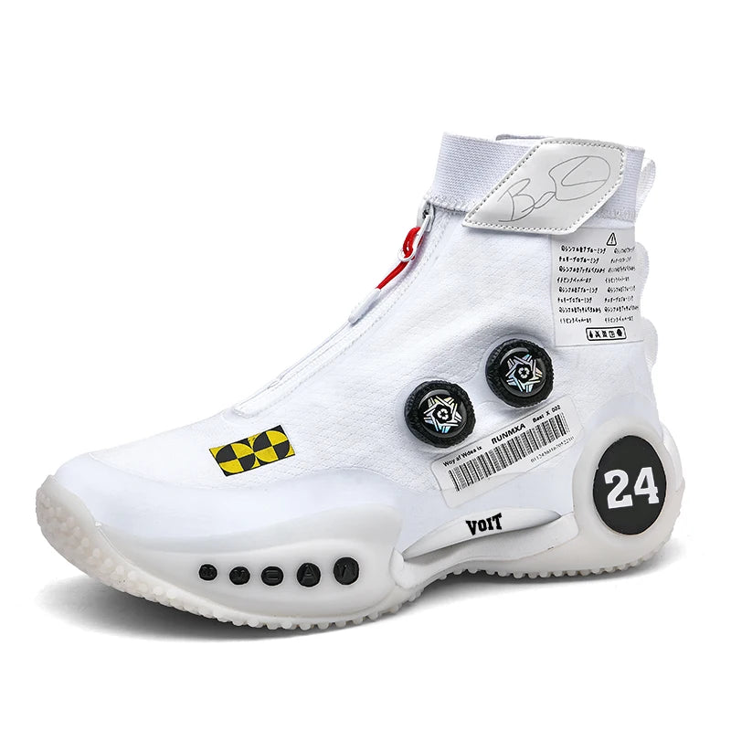 New basketball shoes male high top students wear-resistant outdoor concrete actual combat flying woven breathable combat boots